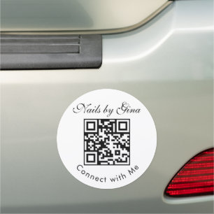 Minimalist Business QR Code Monogrammed Car Magnet
