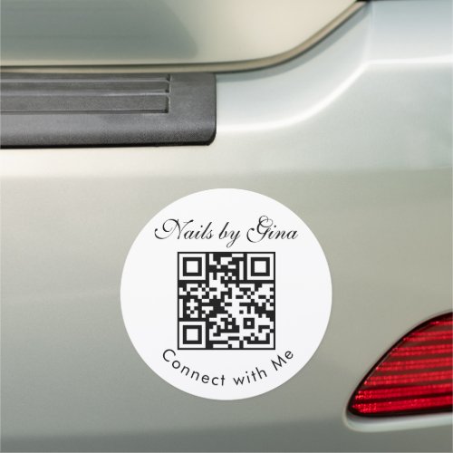 Minimalist Business QR Code Monogrammed  Car Magnet