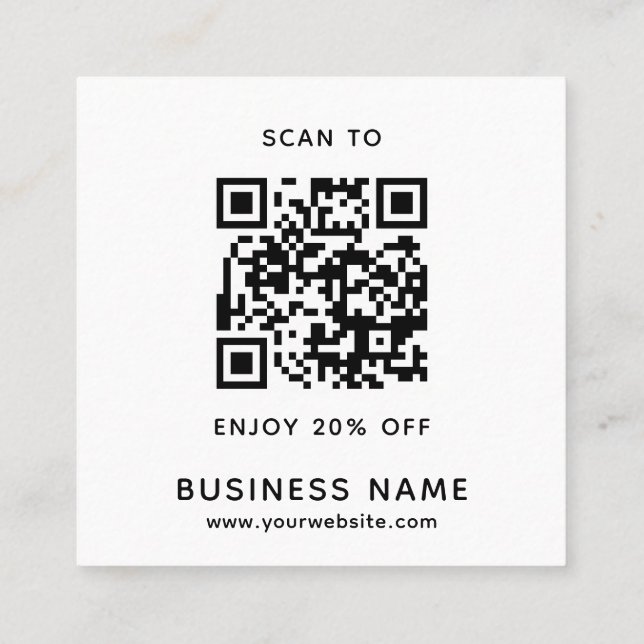 Minimalist Business QR Code Thank You  Discount Card (Back)