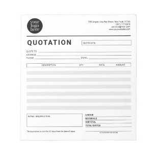 Minimalist Business Quotation Form Notepad