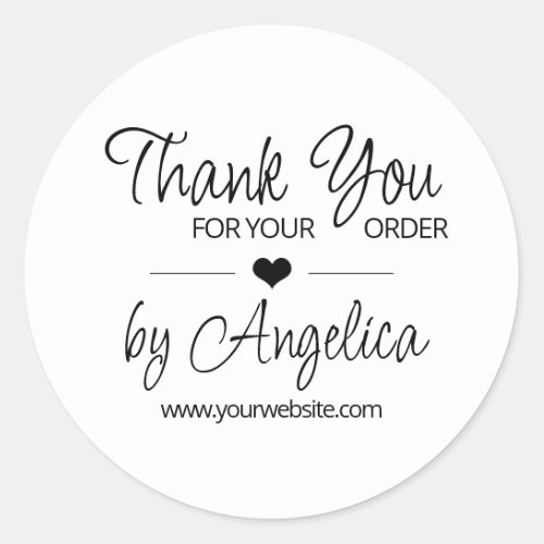 Minimalist Business Thank You for your Order Classic Round Sticker