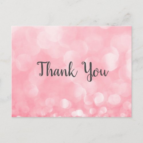Minimalist Business Thank You Pink Bokeh Card