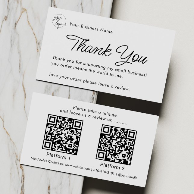 Minimalist Business Thank You with Review QR Code Card (Creator Uploaded)