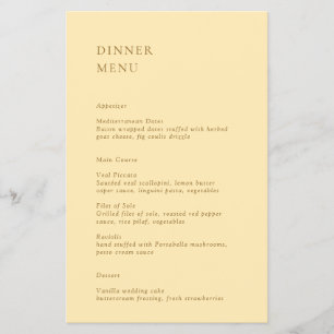 Minimalist Butter Yellow Budget Wedding Menu Flyer