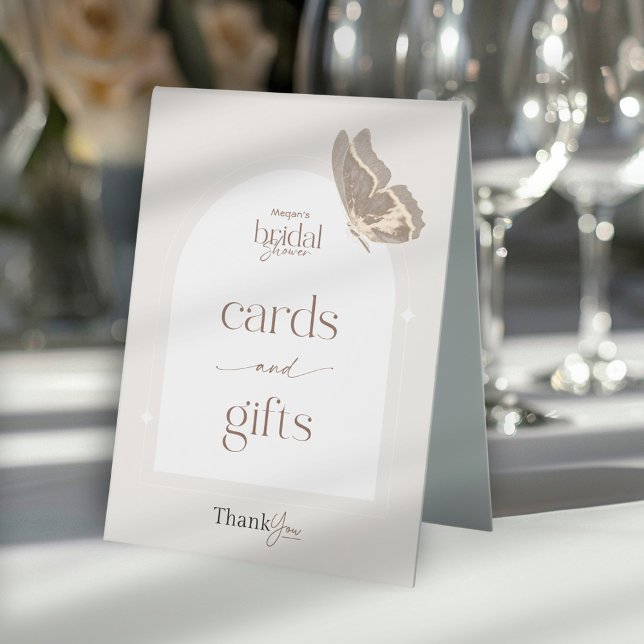 Minimalist Butterfly Bridal Shower Cards and Gifts Table Tent (Creator Uploaded)