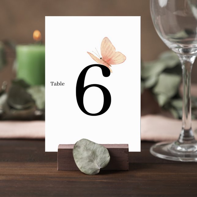Minimalist Butterfly Wedding Table Number Card (Creator Uploaded)