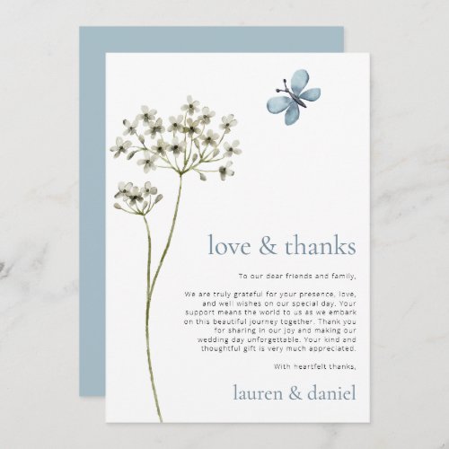 Minimalist Butterfly Wildflower QR Code Wedding  Thank You Card