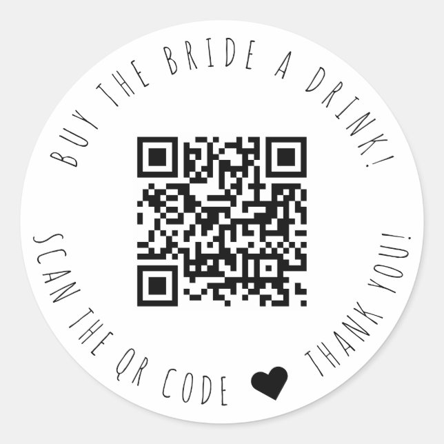 Minimalist Buy The Bride A Drink QR Code Classic Round Sticker (Front)