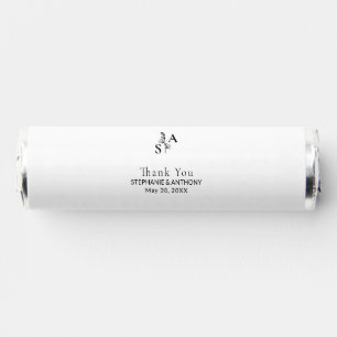 Minimalist BW Monogram Wildflower Wedding Breath Savers® Mints