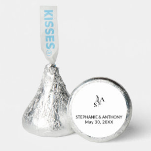 Minimalist BW Monogram Wildflower Wedding Hershey®'s Kisses®