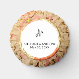 Minimalist BW Monogram Wildflower Wedding Reese's Peanut Butter Cups