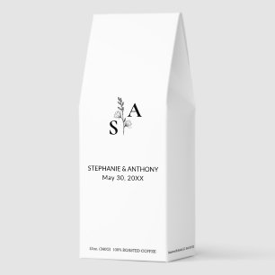 Minimalist BW Monogram Wildflower Wedding Roasted Coffee