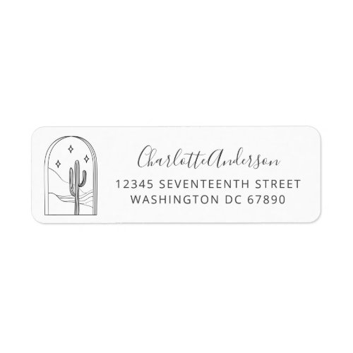 Minimalist Cactus Star Line Drawing Return Address Label