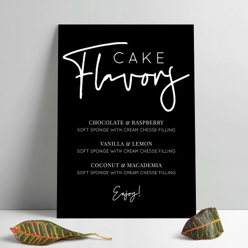 Minimalist Cake Flavors Menu Simple Black Modern Poster