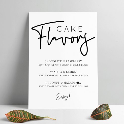 Minimalist Cake Flavors Menu Simple Script Font Poster