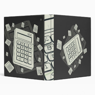 Minimalist Calculator and Math Pattern Illustratio 3 Ring Binder