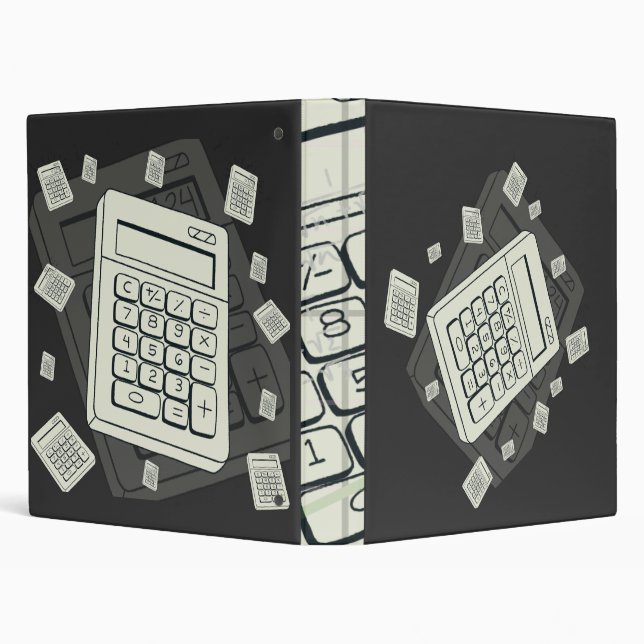 Minimalist Calculator and Math Pattern Illustratio 3 Ring Binder (Background)