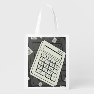 Minimalist Calculator and Math Pattern Illustratio Grocery Bag