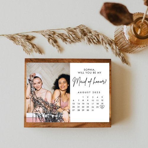 Minimalist  Calendar Photo Bridesmaid Proposal   Invitation