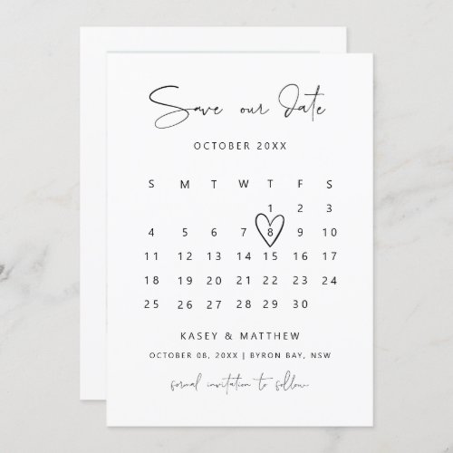 Minimalist calendar photo Save the Date Invitation