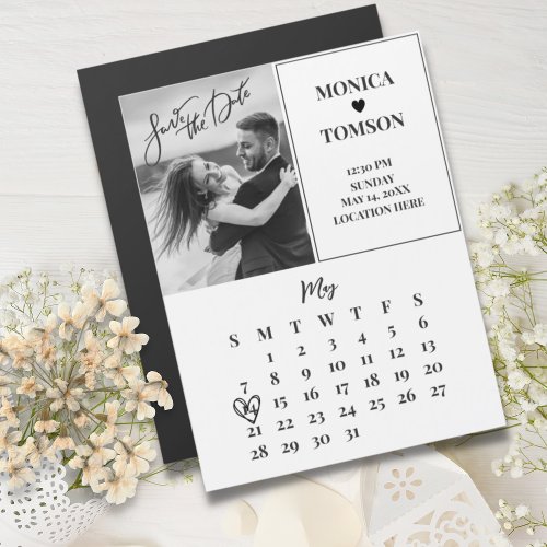 Minimalist Calendar Save the Date Wedding Magnet