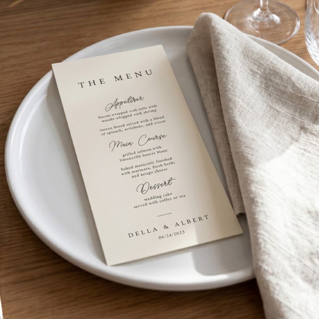 Minimalist Calligraphic Ivory Wedding Menu (Creator Uploaded)