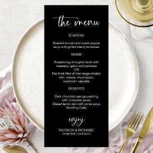 Minimalist Calligraphy 4x9 Wedding Menu Cards