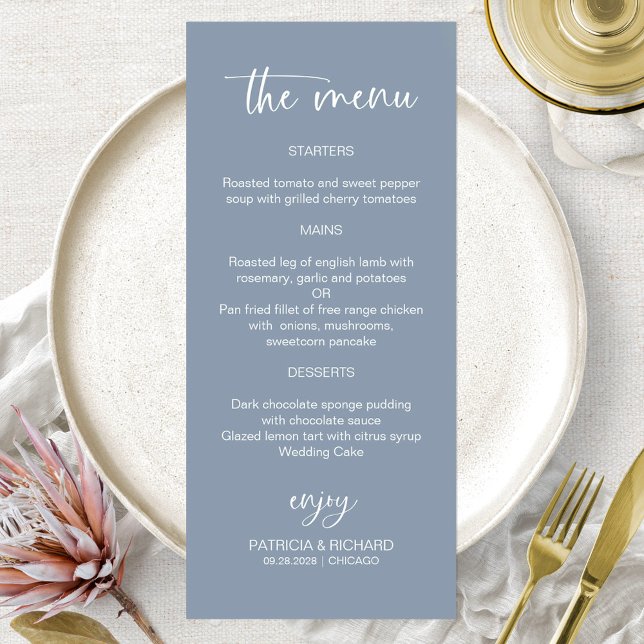 Minimalist Calligraphy 4x9 Wedding Menu Cards (Creator Uploaded)