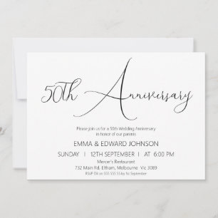 Minimalist Calligraphy 50th Anniversary Invitation