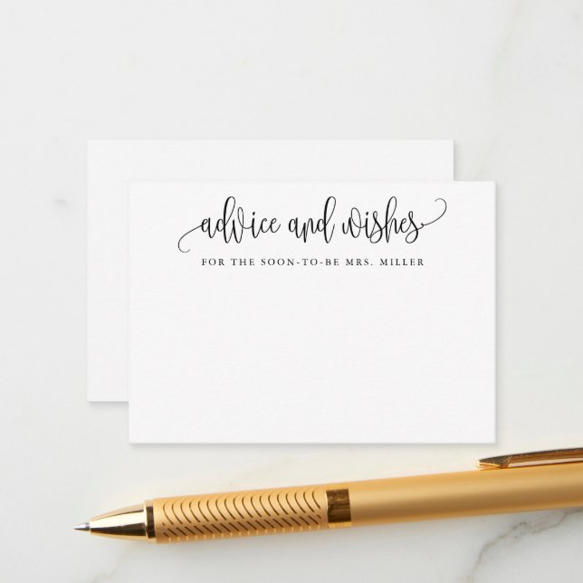 Minimalist Calligraphy Advice and Wishes Card (Front/Back In Situ)