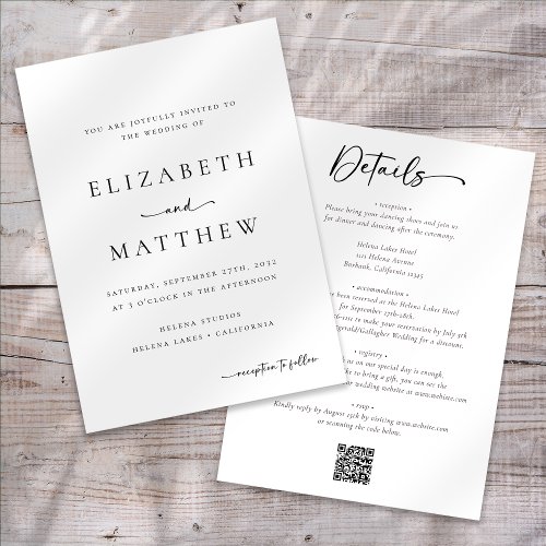 Minimalist Calligraphy All in One Wedding Invitation