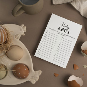 Minimalist calligraphy baby ABC's game baby shower Announcement