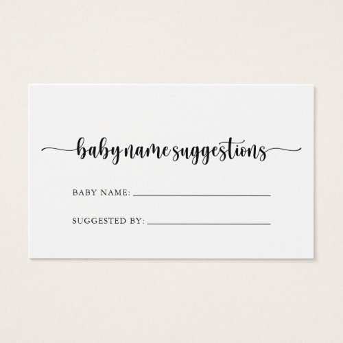 Minimalist Calligraphy Baby Name Suggestions Card