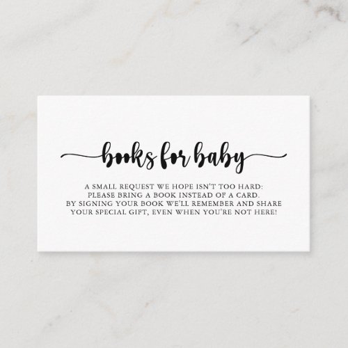Minimalist Calligraphy Baby Shower Book Request  E Enclosure Card