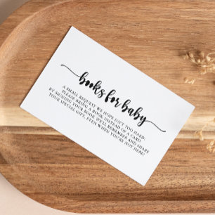 Minimalist Calligraphy Baby Shower Book Request E Enclosure Card