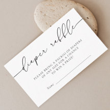 Minimalist Calligraphy Baby Shower Diapr Raffle