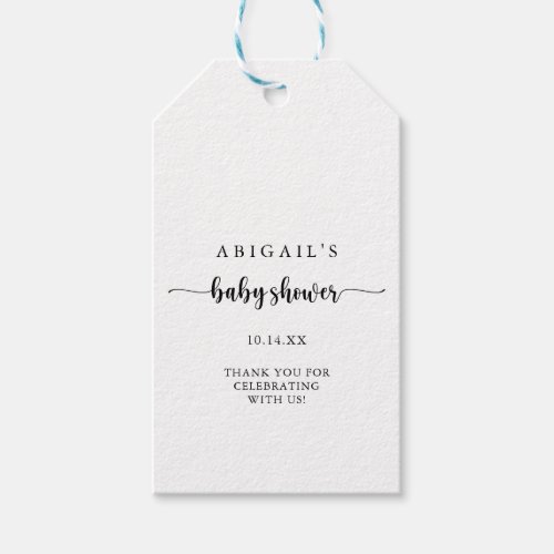 Minimalist Calligraphy Baby Shower Gift Tags