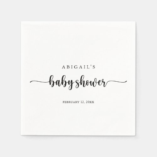 Minimalist Calligraphy Baby Shower Napkins
