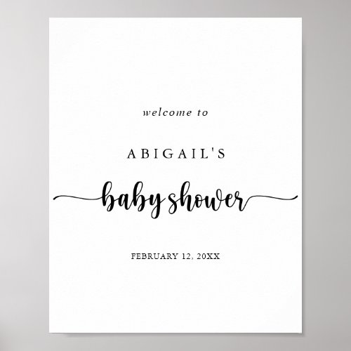 Minimalist Calligraphy Baby Shower Welcome Poster