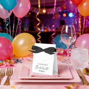Minimalist Calligraphy Bachelorette Party Ribbon Favor Boxes