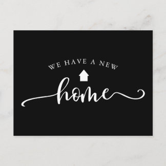 Minimalist Calligraphy Black Moving Announcement Postcard