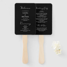 Minimalist Calligraphy Black Wedding Program