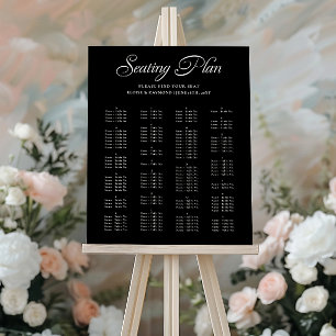 Minimalist Calligraphy Black Wedding Seating Chart Foam Board