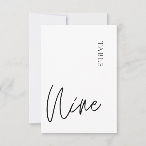 Minimalist Calligraphy Black White Table Nine Invitation