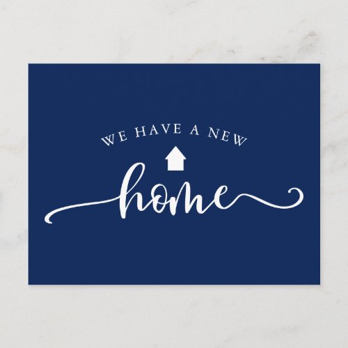 Minimalist Calligraphy Blue Moving Announcement Postcard