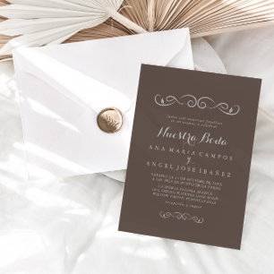 Minimalist Calligraphy Boho Nuestra Boda Wedding Invitation