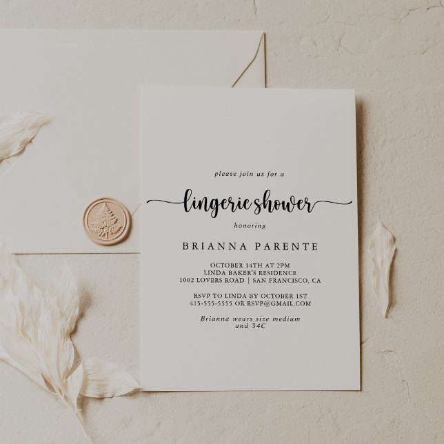Minimalist Calligraphy Bridal Lingerie Shower  Invitation (Creator Uploaded)