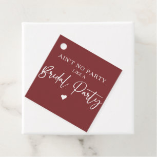 Minimalist Calligraphy Bridal Party Favor Tags