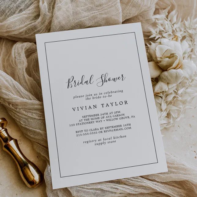 Minimalist Calligraphy Bridal Shower Invitation Zazzle