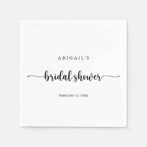 Minimalist Calligraphy Bridal Shower Napkins